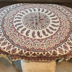 Vintage Colorblock Round Mandala Tablecloth